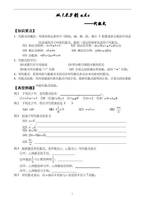 初中数学代数式