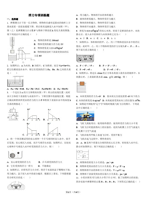 浮力专项训练题