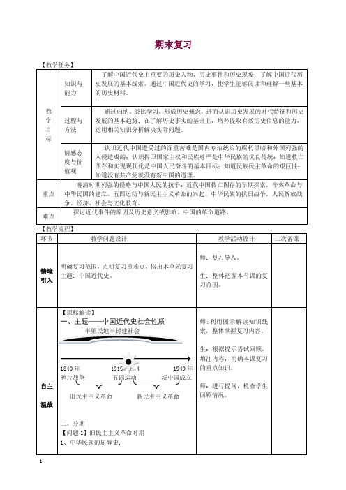 八年级历史上册期末复习教案-新人教版【精选】.doc