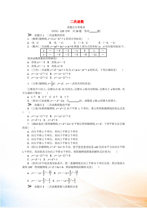 山东省德州市2022年中考数学复习 第3章 函数及其图象 二次函数试题