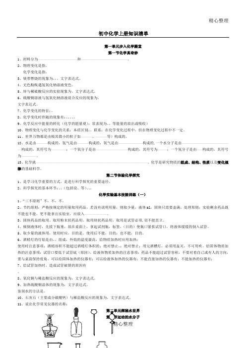 鲁教版九年级化学上册主要知识点