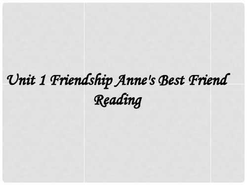 高中英语 Unit 1 Friendship Reading Anne's best friend课件 新人教版必修1