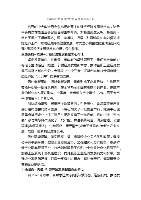 主动适应把握引领经济发展新常态心得_心得体会范文_