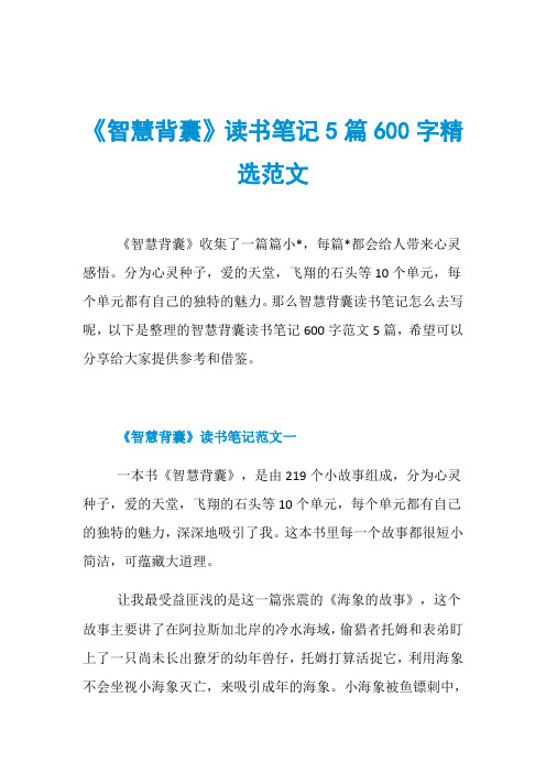 《智慧背囊》读书笔记5篇600字精选范文