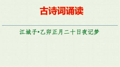 新教材高中语文古诗词诵读江城子乙卯正月二十日夜记梦课件新人教版必修上册ppt