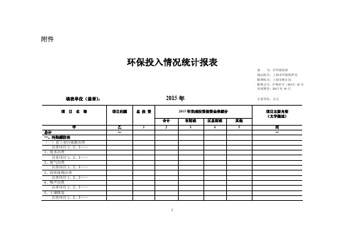 2015年环保投入情况统计报表