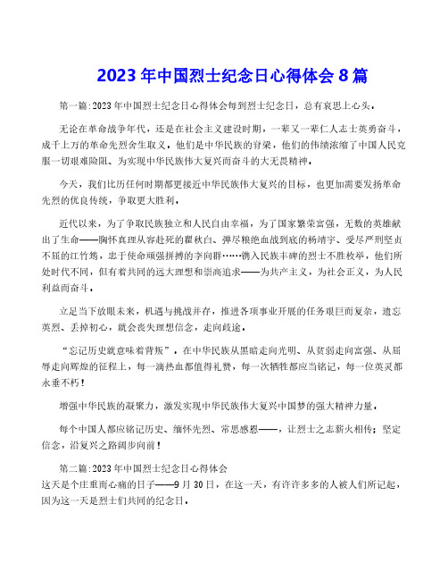 2023年中国烈士纪念日心得体会8篇