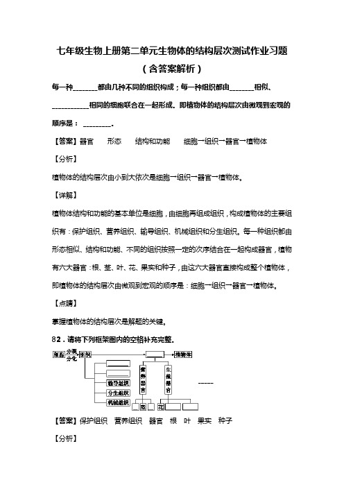 七年级生物上册第二单元生物体的结构层次测试作业习题(含答案解析)(254)