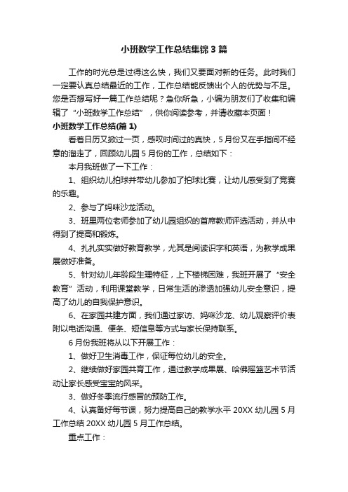 小班数学工作总结集锦3篇