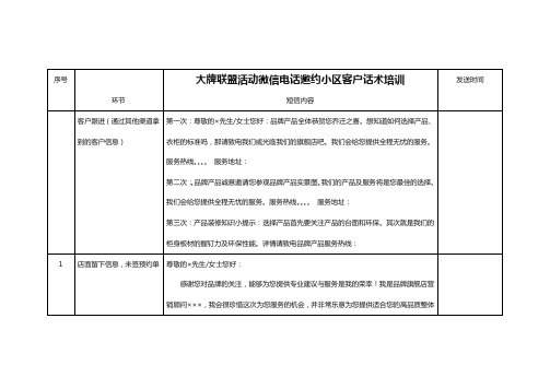 大牌联盟活动微信电话邀约小区客户话术培训