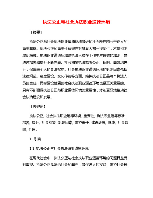 执法公正与社会执法职业道德环境