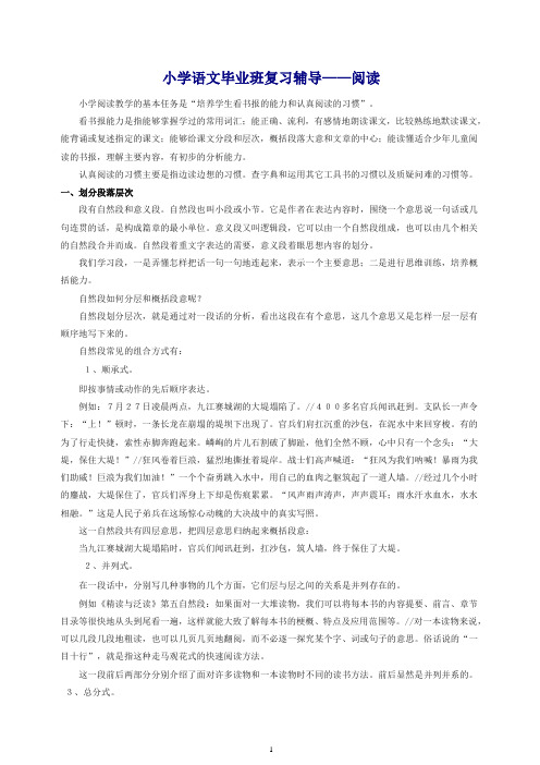 六年级语文毕业班复习辅导阅读[通用版