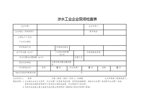 涉水工业企业现场检查表