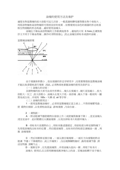 显微镜油镜的使用方法及维护