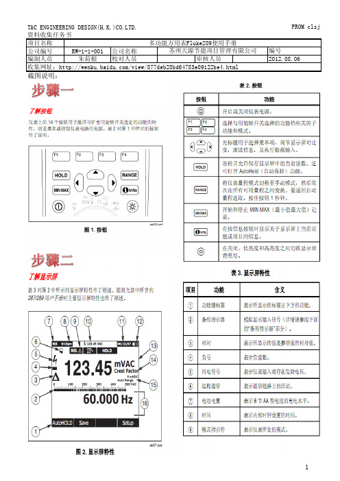 多功能万用表Fluke289使用说明