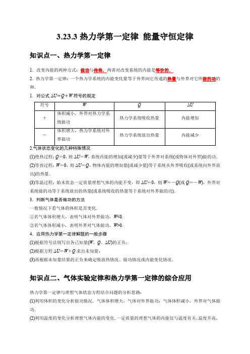 3.2-3.3热力学第一定律能量守恒定律