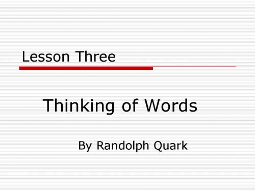 Unit 3 Thinking of words