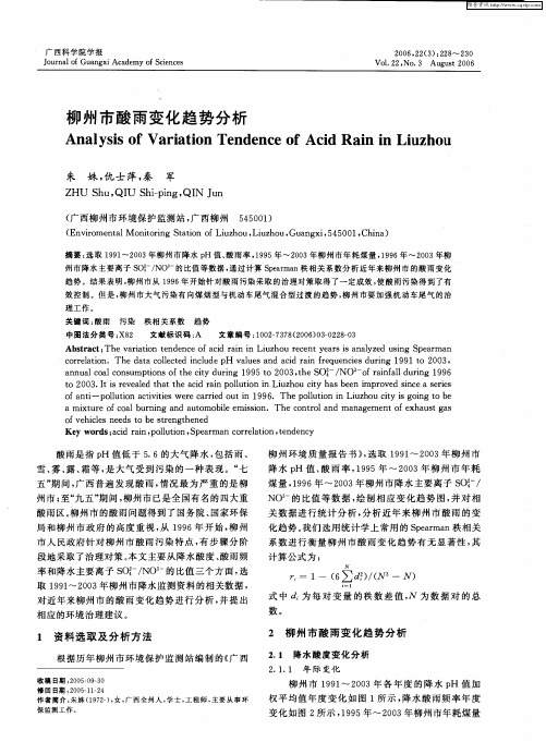 柳州市酸雨变化趋势分析