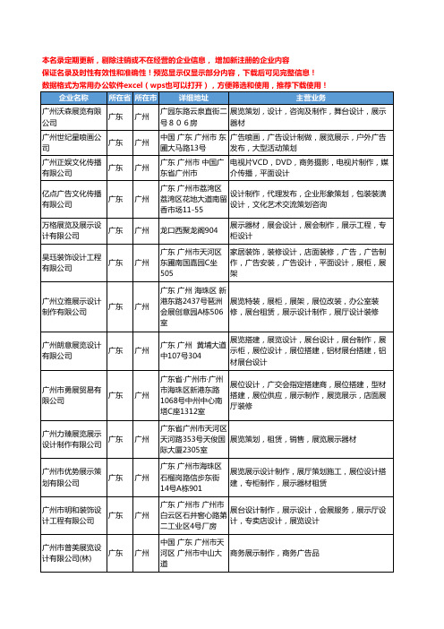 新版广东省广州展示展览设计制作工商企业公司商家名录名单联系方式大全338家