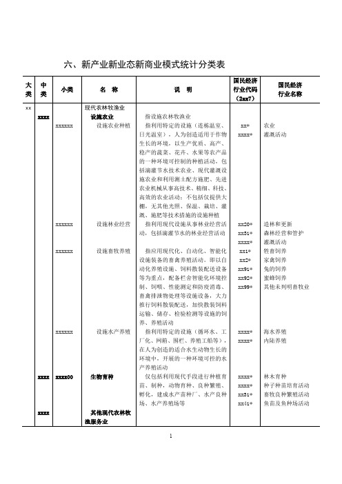 六、新产业新业态新商业模式统计分类表