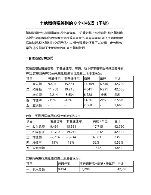 土地增值税筹划的8个小技巧(干货)