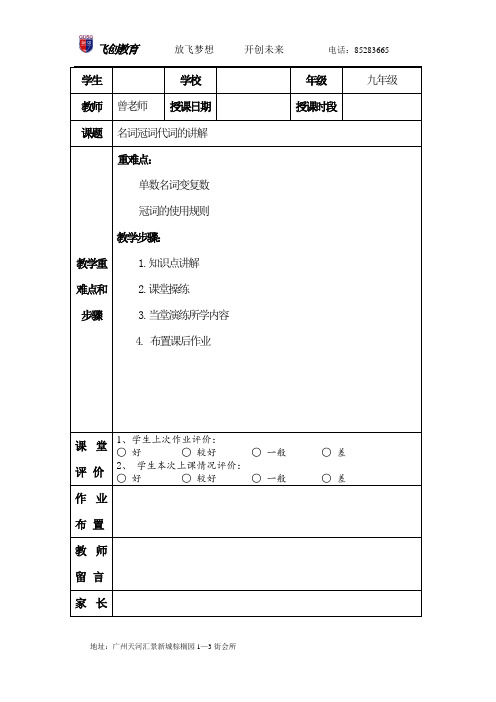 中考英语语法名词冠词代词的讲解