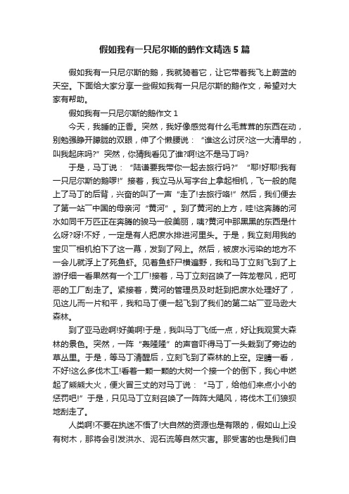 假如我有一只尼尔斯的鹅作文精选5篇