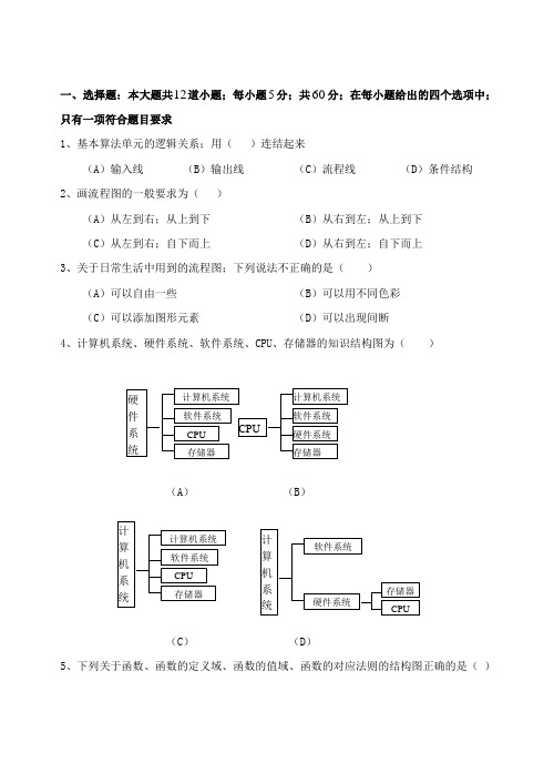 高二数学第二章框图测试题及答案