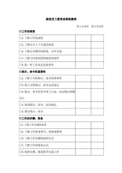 新进员工教育成果检测表表格.格式