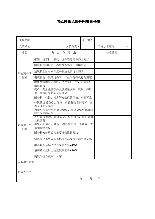 塔吊顶升安装单位自检记录