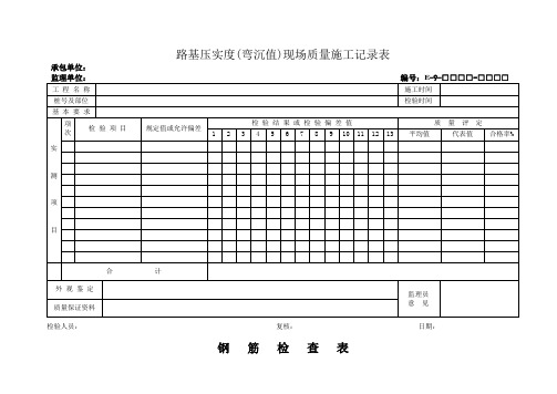 路基压实度(弯沉值)现场质量施工记录表