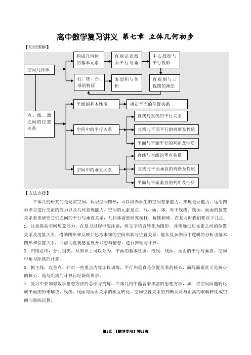 高中数学讲义 第七章 立体几何初步(超级详细)