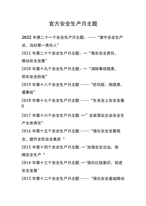 历年官方安全生产月主题