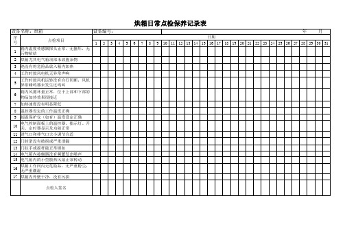 烘箱日常点检保养记录表