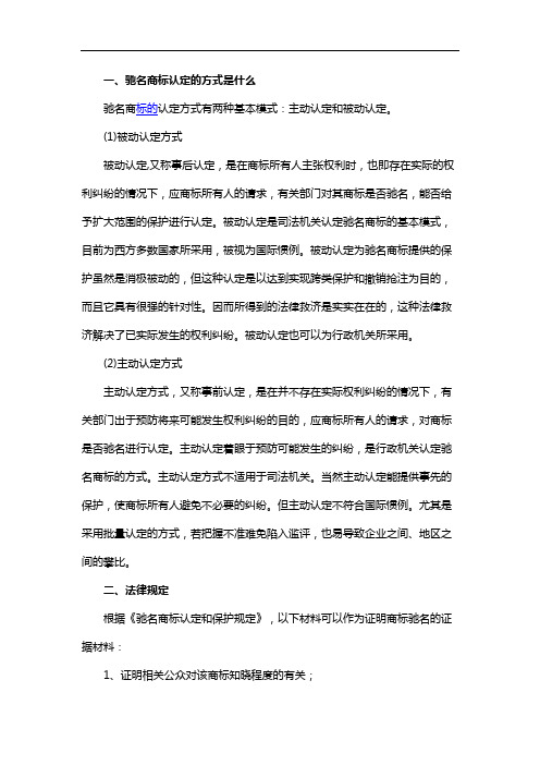 驰名商标认定的方式是什么