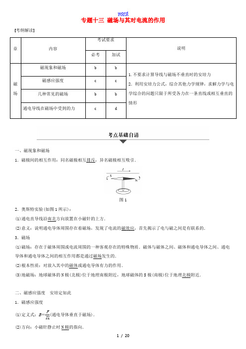 重庆市铜梁县高考物理二轮总复习 专题十三 磁场及其对电流的作用增分策略练习(含解析)-人教版高三全册