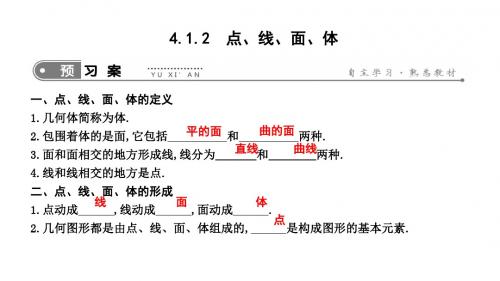 新人教版七年级上册数学课件:4.1.2 点、线、面、体