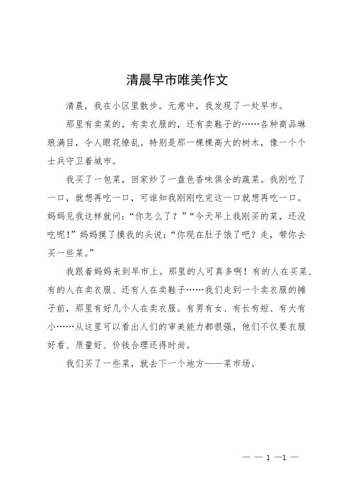 清晨早市唯美作文