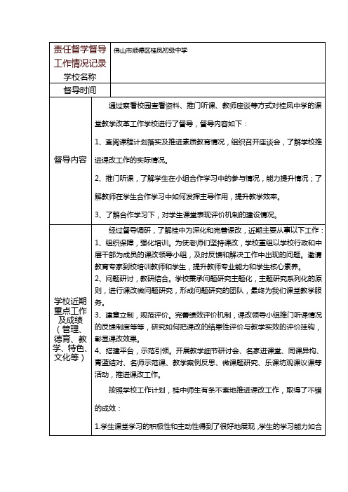 责任督学督导工作情况记录