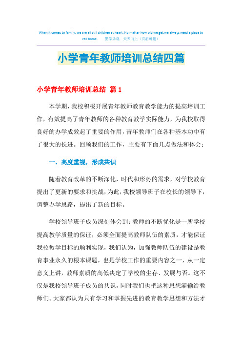 2021小学青年教师培训总结四篇