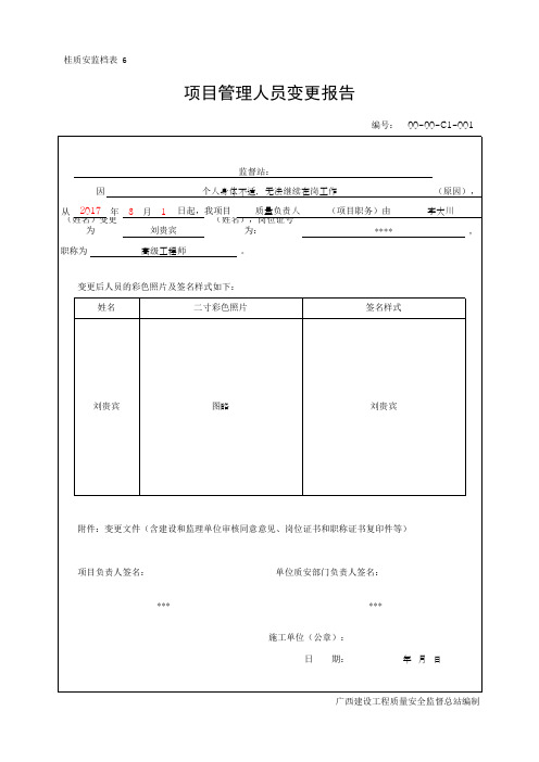 项目管理人员变更报告(最新版)