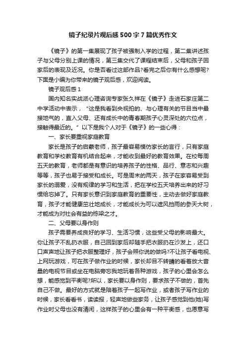 镜子纪录片观后感500字7篇优秀作文