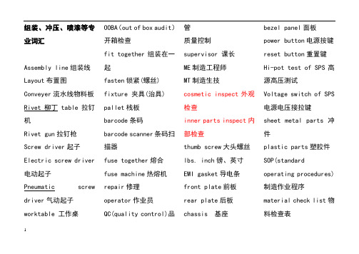 与机械有关英语单词