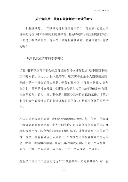 关于青年员工做好职业规划对于企业的意义