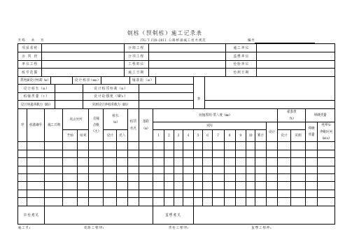 钢桩(预制桩)施工记录表