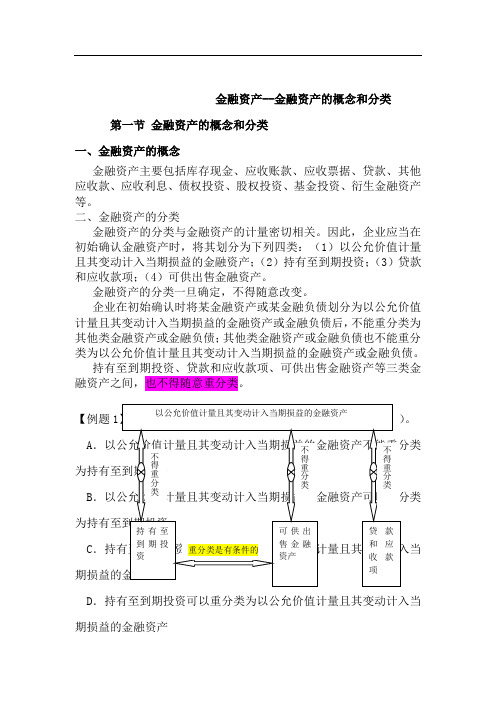 金融资产的概念和分类