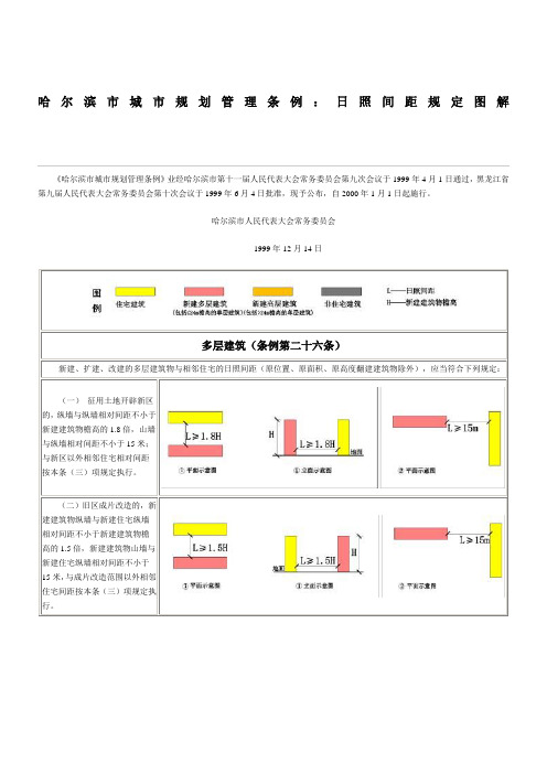 哈尔滨市城市规划管理条例日照间距规定图解