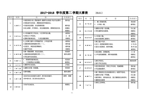 2018小学大事安排表