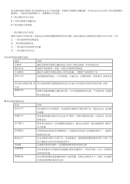 供应商的选择与管理