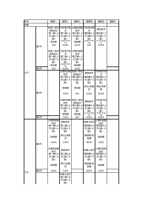 中国计量学院11`12学年1个人课表